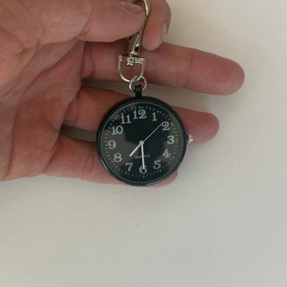 Y2K Black Digital Pocket Watch Keychain Unisex Modern Accessory New - Picture 6 of 7